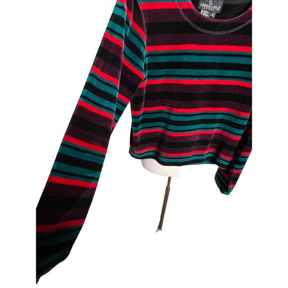 Carol Little Sports Size S Small Striped Cropped Sweater Y2K Comfortable - Picture 2 of 11